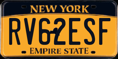 NY license plate RV62ESF