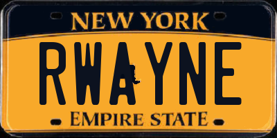 NY license plate RWAYNE