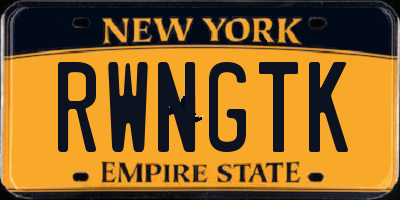 NY license plate RWNGTK