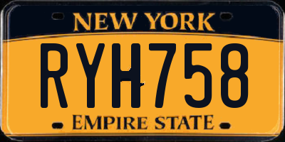 NY license plate RYH758