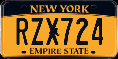 NY license plate RZX724