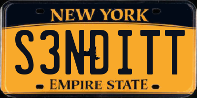 NY license plate S3NDITT