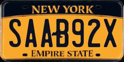 NY license plate SAAB92X