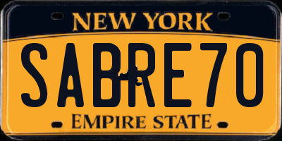 NY license plate SABRE70