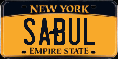 NY license plate SABUL