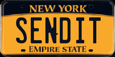 NY license plate SENDIT