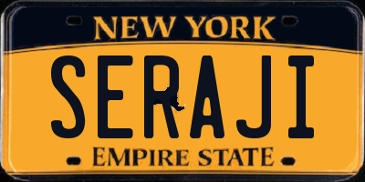 NY license plate SERAJI