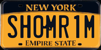 NY license plate SHOMR1M