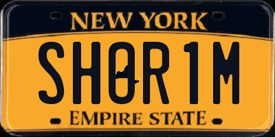 NY license plate SHOR1M