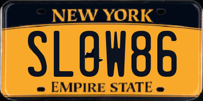 NY license plate SLOW86