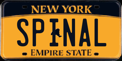 NY license plate SPINAL