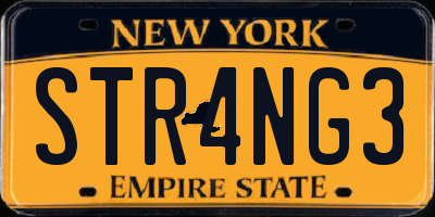 NY license plate STR4NG3