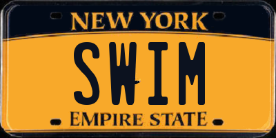 NY license plate SWIM