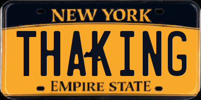 NY license plate THAKING
