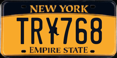 NY license plate TRY768