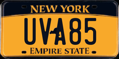 NY license plate UVA85