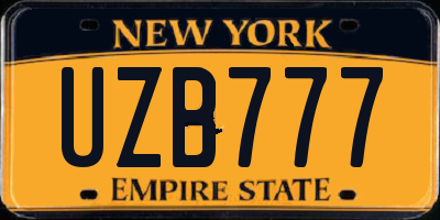 NY license plate UZB777