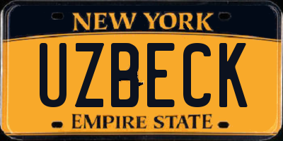 NY license plate UZBECK