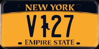 NY license plate V127