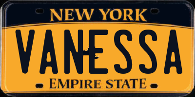 NY license plate VANESSA