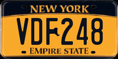 NY license plate VDF248