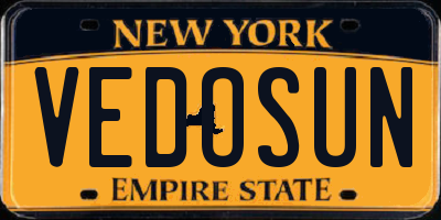 NY license plate VEDOSUN