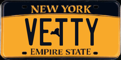 NY license plate VETTY