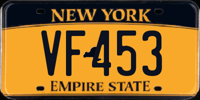 NY license plate VF453