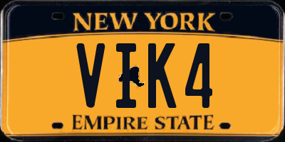 NY license plate VIK4