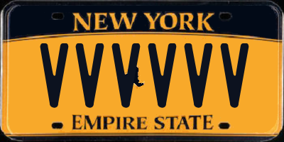 NY license plate VVVVVV