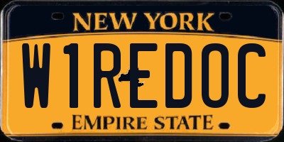 NY license plate W1REDOC