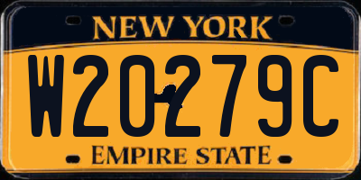 NY license plate W20279C