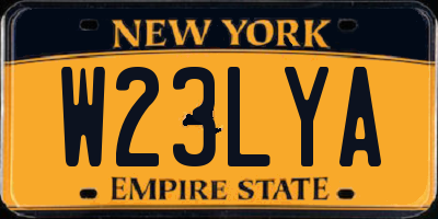 NY license plate W23LYA