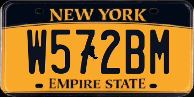 NY license plate W572BM