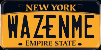 NY license plate WAZENME