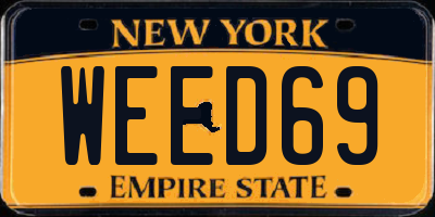 NY license plate WEED69