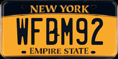 NY license plate WFDM92