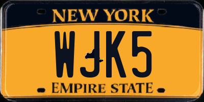 NY license plate WJK5