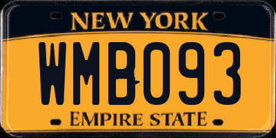 NY license plate WMB093