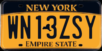 NY license plate WN13ZSY