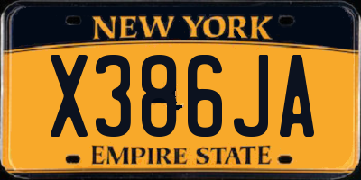 NY license plate X386JA