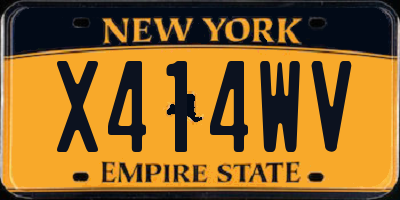 NY license plate X414WV