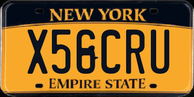 NY license plate X56CRU