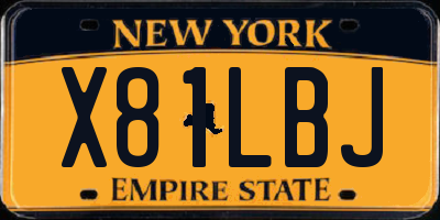 NY license plate X81LBJ