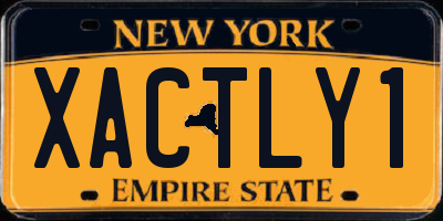 NY license plate XACTLY1