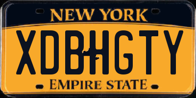 NY license plate XDBHGTY