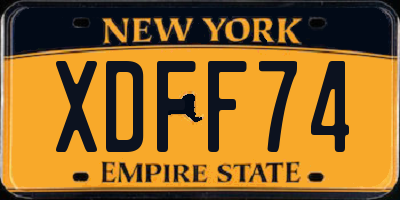 NY license plate XDFF74