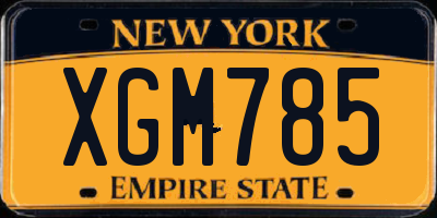 NY license plate XGM785