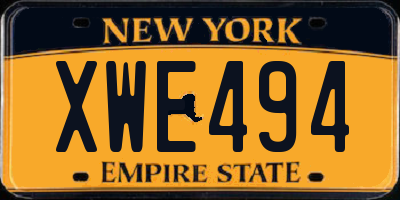 NY license plate XWE494