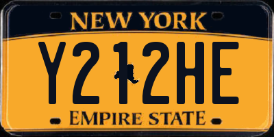 NY license plate Y212HE